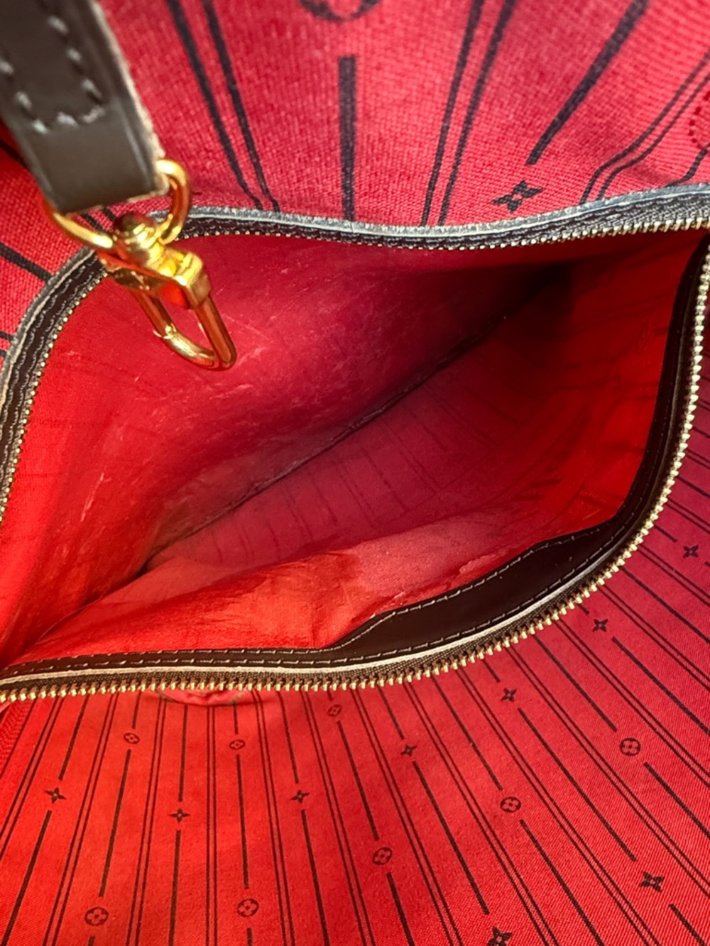 Louis Vuitton Neverfull GM Tote Damier Ebene Canvas Preowned Authentic Bag Purse - Picture 16 of 17